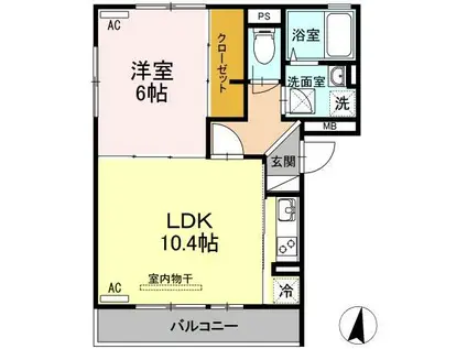 D-ROOM桜町 D棟(1LDK/1階)の間取り写真