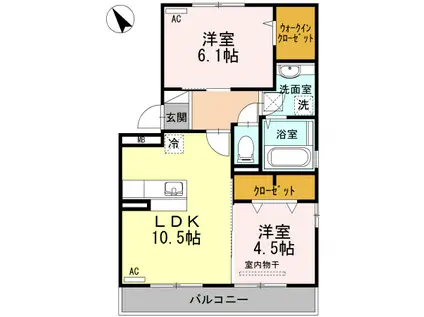 ハーモニータウン下松(2LDK/3階)の間取り写真