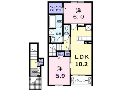 キャドックミニヨン(2LDK/2階)の間取り写真