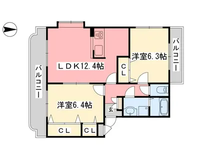 ユーミーさくら(2LDK/2階)の間取り写真