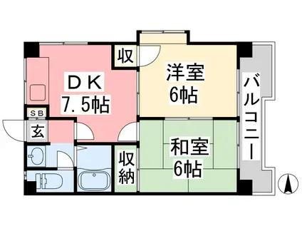 メゾン大塚(2DK/4階)の間取り写真