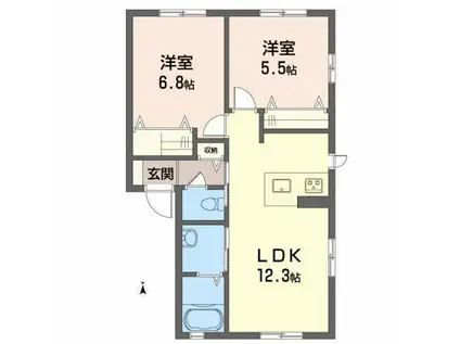 リッツハウス土居田 B棟(2LDK/1階)の間取り写真