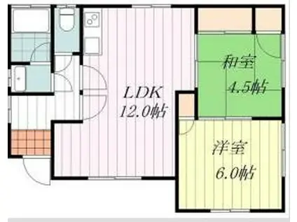 伊予鉄道高浜線 山西駅 徒歩19分 1階建 築41年(2LDK)の間取り写真