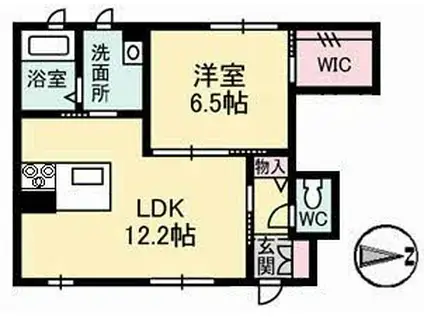 カルフール空港通(1LDK/1階)の間取り写真