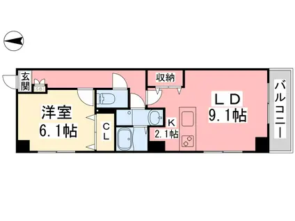 フィネス竹原(1LDK/2階)の間取り写真