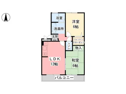 サンシャインハイツ A棟(2LDK/3階)の間取り写真