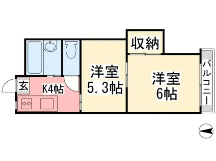 第7みのりハイツ愛光(2K/3階)の間取り写真