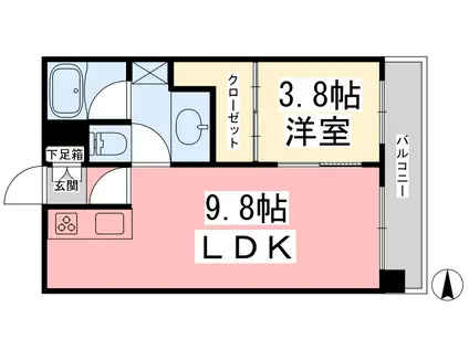 ヴァレーレ喜与町(1LDK/12階)の間取り写真
