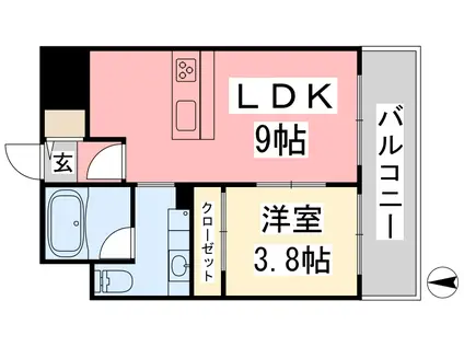 ヴァレーレ県庁前(1LDK/10階)の間取り写真