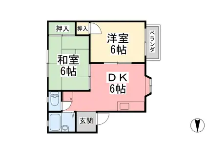 SKYハイツ宮田(2DK/1階)の間取り写真