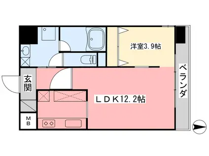 アーバン松前町(1LDK/8階)の間取り写真