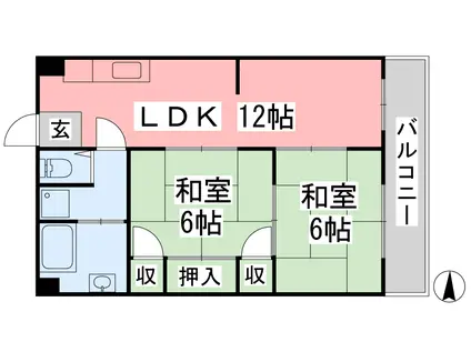 衣山駅前マンション(2LDK/3階)の間取り写真