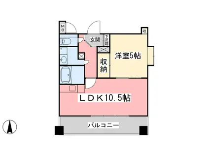 松山ウエスティン(1LDK/9階)の間取り写真