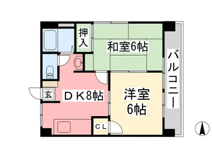 第77杉フラット(2DK/4階)の間取り写真