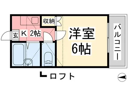 アチェロ(1K/2階)の間取り写真