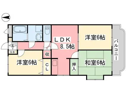 ヤマノリハイツ(3LDK/3階)の間取り写真