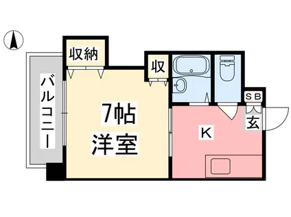 ジョイフル東野(1K/2階)の間取り写真