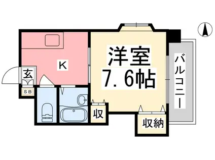 ジョイフル東野(1K/4階)の間取り写真