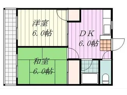 カーサ柳井(2DK/2階)の間取り写真