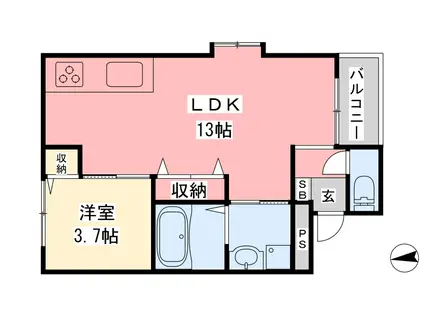 メゾンさくら(1LDK/1階)の間取り写真