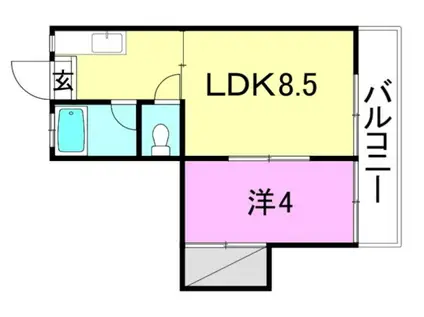 MATSUMOMENT竹原(1LDK/1階)の間取り写真