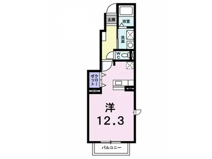 ミニヨンⅡB(ワンルーム/1階)の間取り写真