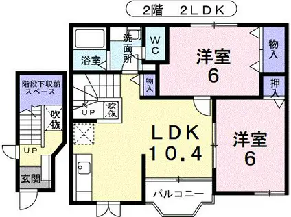 アルモニーハイツ(2LDK/2階)の間取り写真