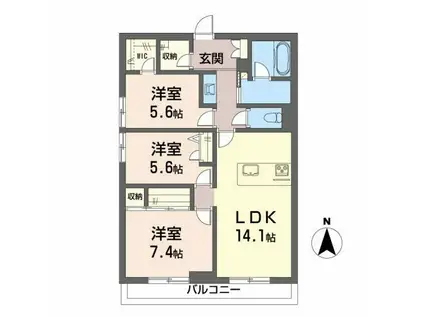 シャーメゾン ルート33(3LDK/3階)の間取り写真