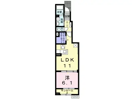 グリーンヒルズ立花(1LDK/1階)の間取り写真