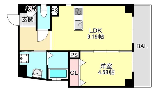 VITA(1LDK/4階)の間取り写真