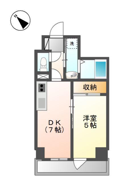 グランアクシス(1DK/3階)の間取り写真