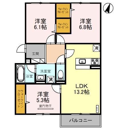 エレナ本山(3LDK/2階)の間取り写真