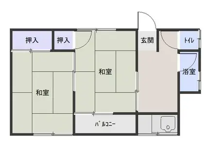 清山荘(2DK/2階)の間取り写真