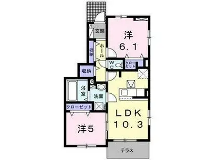 ウッディ オアシス Ⅱ(2LDK/1階)の間取り写真