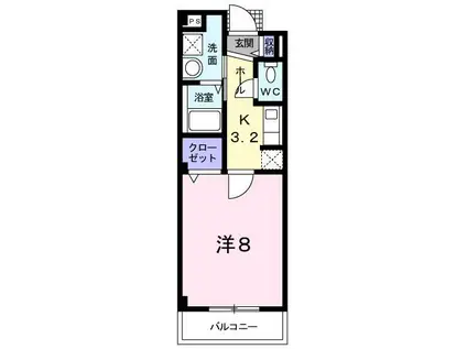 クレール エイメイ(1K/1階)の間取り写真