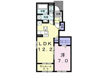 パインオークⅧ(1LDK/1階)の間取り写真