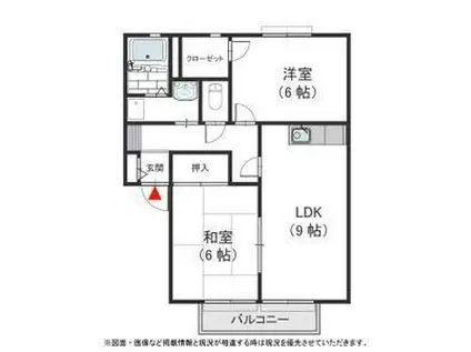 サンビューラー梅美台D棟(2LDK/2階)の間取り写真