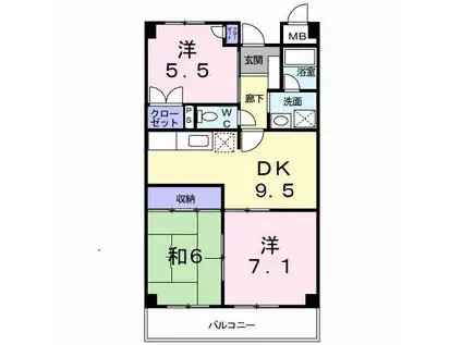 アヴニール(3DK/3階)の間取り写真