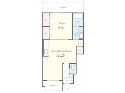 ラ・ロシェル(1LDK/1階)の間取り写真