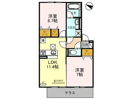 D-ROOM YOU(2LDK/1階)の間取り写真