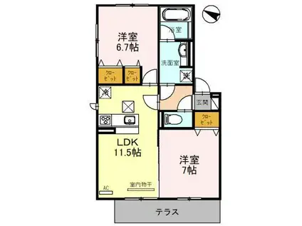 D-ROOM YOU(2LDK/1階)の間取り写真