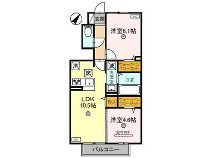 パームツリー (2LDK/1階)の間取り写真