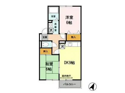 グリーンパークニレの木(2DK/2階)の間取り写真