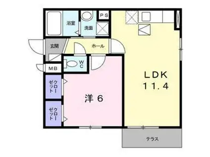 グランシェル(1LDK/1階)の間取り写真
