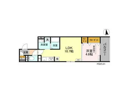 D-ROOM丹波橋(1LDK/2階)の間取り写真