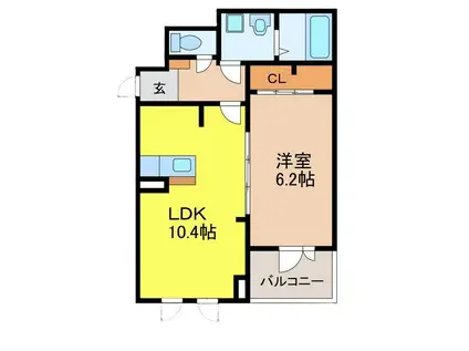ブルックⅢ(1LDK/2階)の間取り写真
