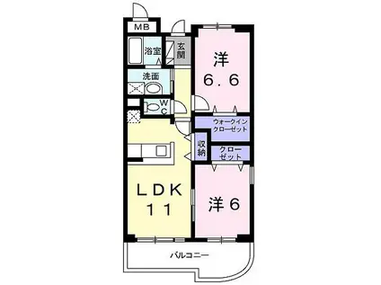 フルール野色(2LDK/2階)の間取り写真