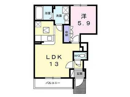 グリーンヒルⅡ(1LDK/1階)の間取り写真