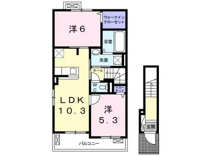 カームⅠ(2LDK/2階)の間取り写真