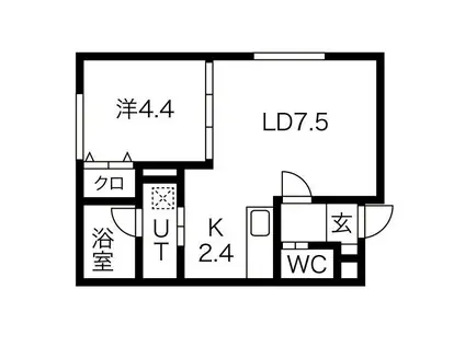 函館本線 星置駅 徒歩6分 3階建 築9年(1LDK/3階)の間取り写真